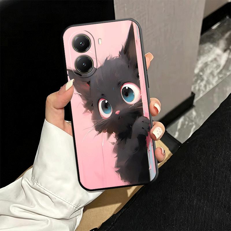 Black Cat Cartoon Cute Soft Phone Case for Xiaomi Poco X5 X6 X7 X8 Pro Max X3 F7 F8 Ultra M8 M7 M6 M5 Redmi 15 15C 14C 13C 12C X