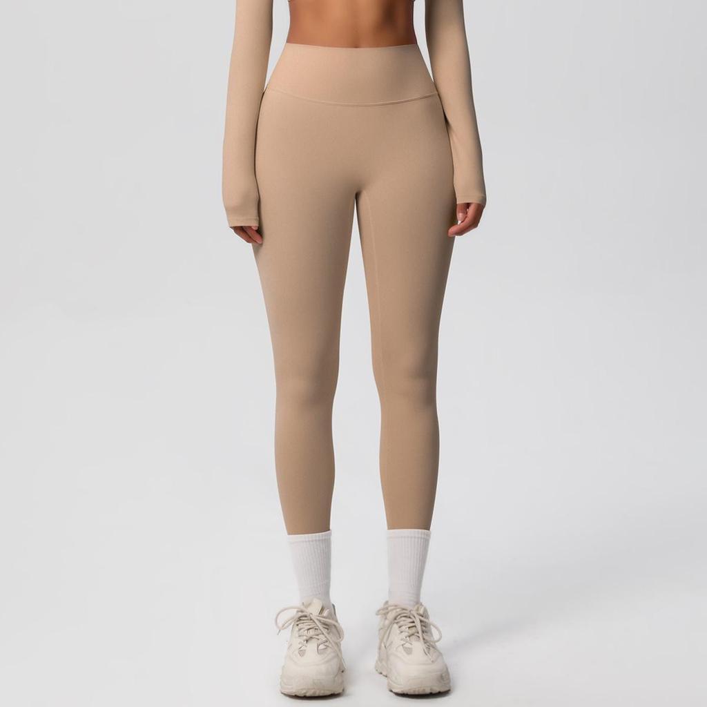 High-Waist Quick-Dry Double-Sided Brushed Yoga Pants for Running and Fitness Moisture-Wicking Athletic Tights