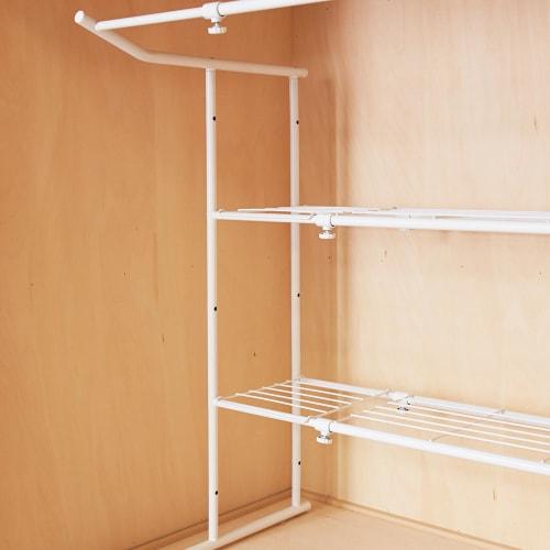 HEIAN SHINDO OHW-40 Closet Storage Shelf with Hanger Pipe, Horizontally Expandable, White, Width 76-105cm, Height 90cm, Depth 56cm, Heian Shindo Kogyo
