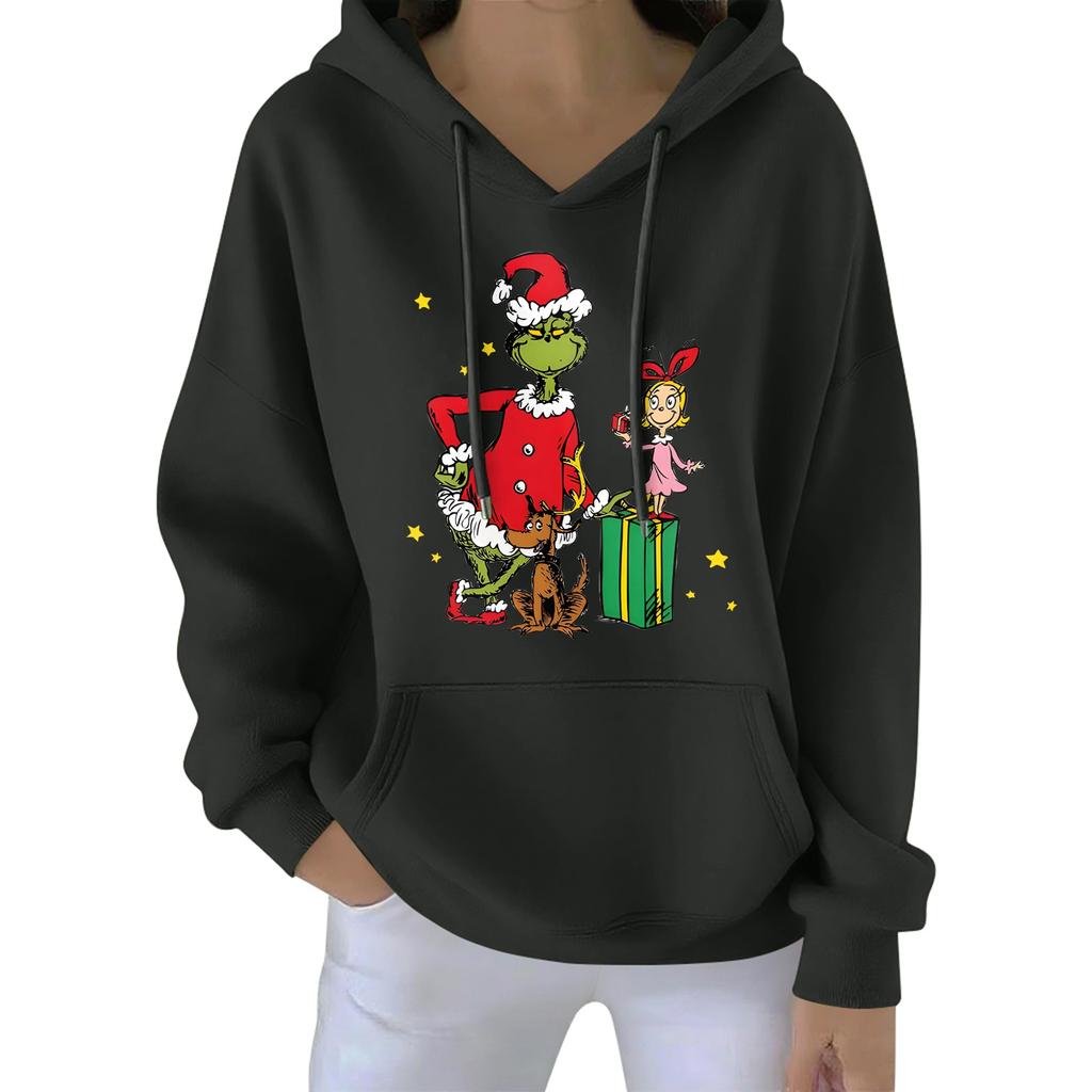 Women's Christmas Hoodie Funny Cute Christmas Holiday Sweatshirt Pullover