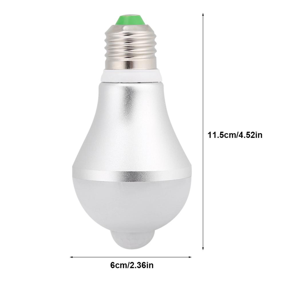 E27 5W PIR Infrared Auto Motion Sensor LED Light Lamp Bulb for Restroom Parking White 6500K