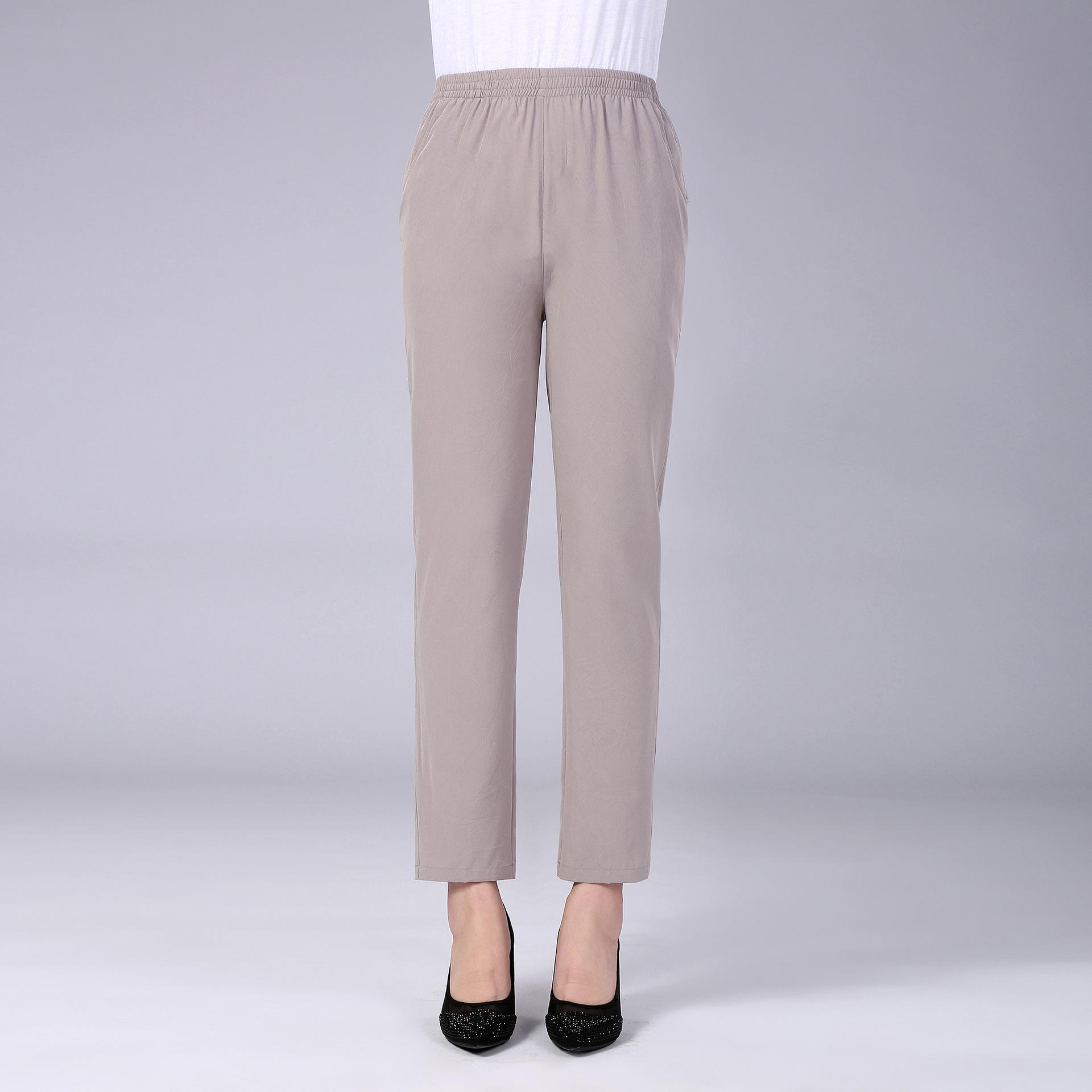 

Брюки женские прямые, материал шёлк XXXXL светло-серый