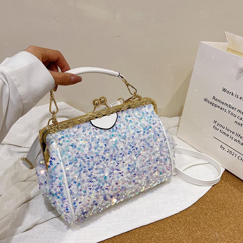 

Сумка с пайетками Clip 2024, европейский и американский индивидуальный дизайн, знаменитости из Интернета, иностранный стиль, переносная сумка-мессенджер через плечо белый