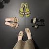 2025 Summer New Word with Rhinestone Temperament Versatile Fashion Internet Celebrity Explosion Comfortable Square Head Sandals