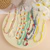 Candy Color Flower Rice Bead Necklace Bohemian Vacation Wind Collarbone Chain Women'S Jewelry Supply