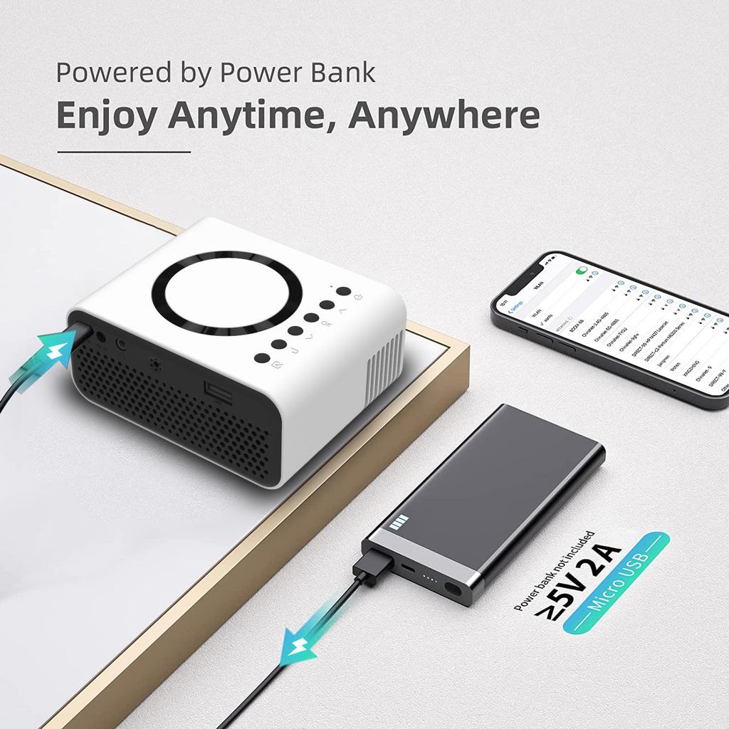 YT300 Portable Mini LED Projector with Wireless & Wired Phone Screen Sharing