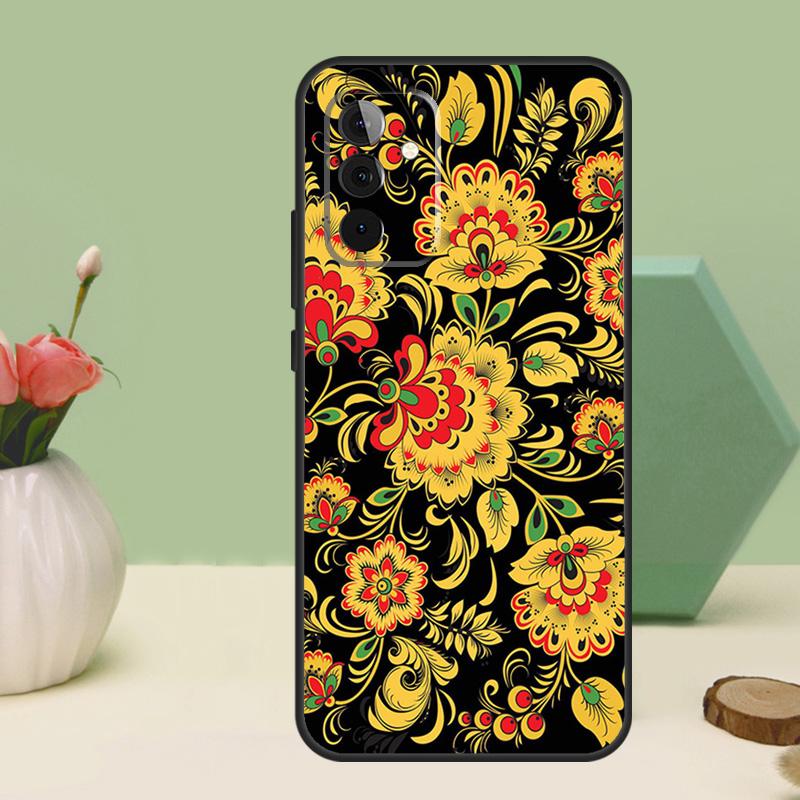 Khokhloma Russian Pattern Flower For Samsung Galaxy A16 A55 A35 A15 A32 A12 A22 A52 A54 A34 A14 A56 A36 A26 A13 A53 A06 Case