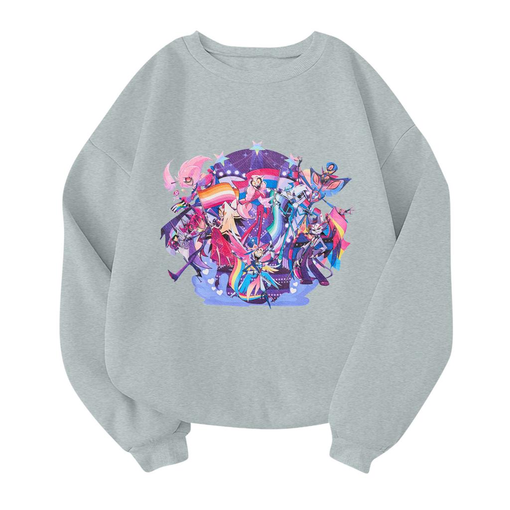 Children's Fashionable Lightweight Long-sleeved Round Neck Pullover With Pockets Printed Pullover