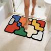 Colorful Puzzle Floor Mat Absorbent Bathroom Rug Non-Slip Bath Mat Decorative Door Mat for Entrance Kitchen Shower Bathtub