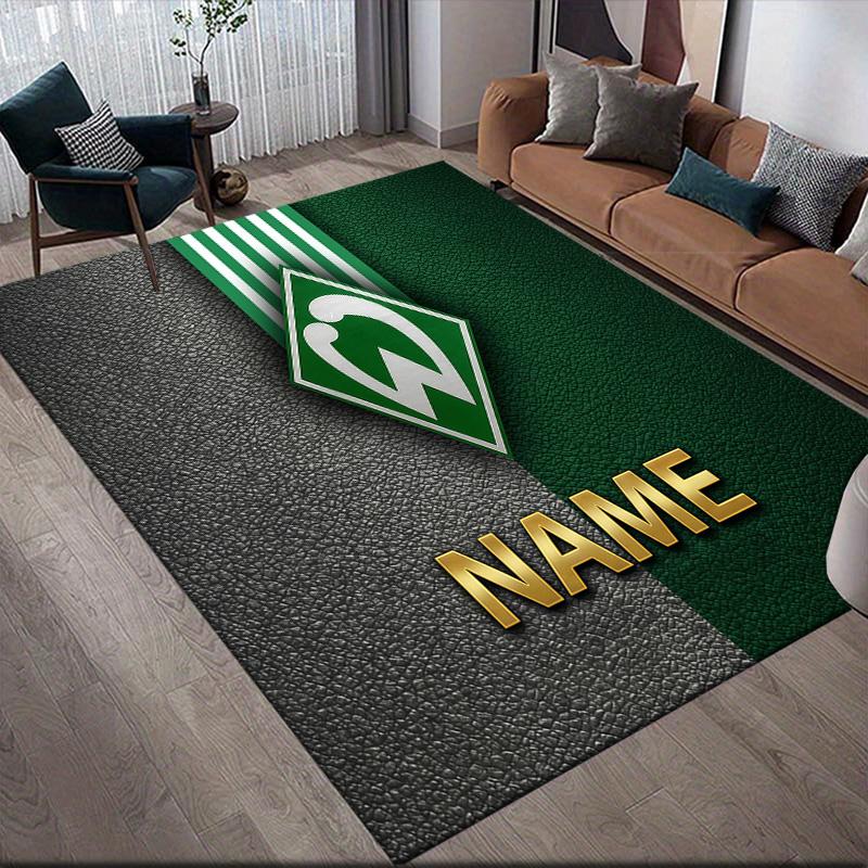 Custom Name Werder Bremen Flannel Pattern Square Carpet,Area Rug,Carpet Rug for Living Room Bedroom Sofa Playroom Decor,Non-slip Floor Mat