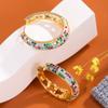 Sparking Colored Synthetic Zirconia Golden Plated Hoop Earrings for Women's Elegant Daily Versatile Jewelry Accessories