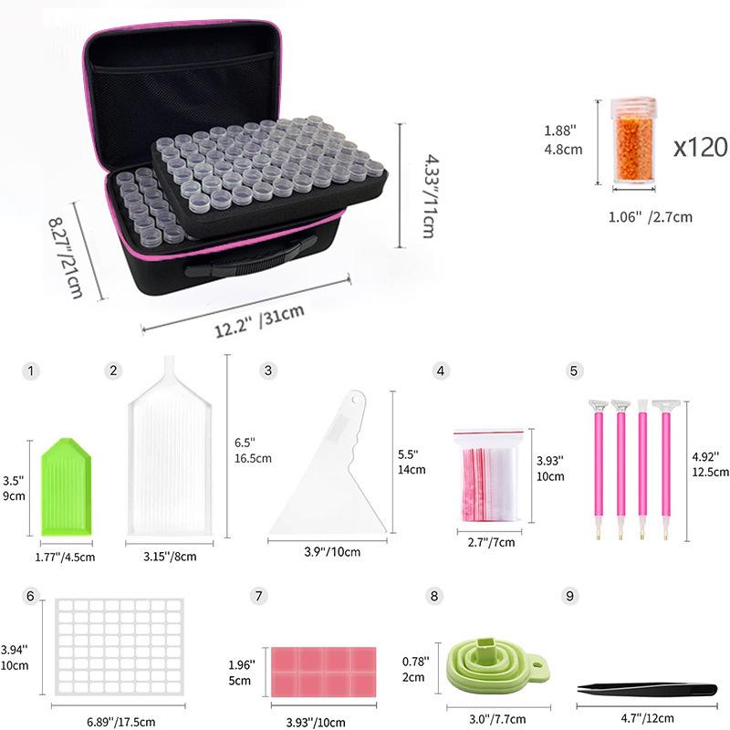 

Сумка для хранения алмазной картины из 60 ячеек и набор инструментов для эфирного масла