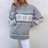 Contrasting Color Knitted Sweater Autumn and Winter European and American Christmas Snowflake Pullover Chenille Semi-turtleneck Sweater