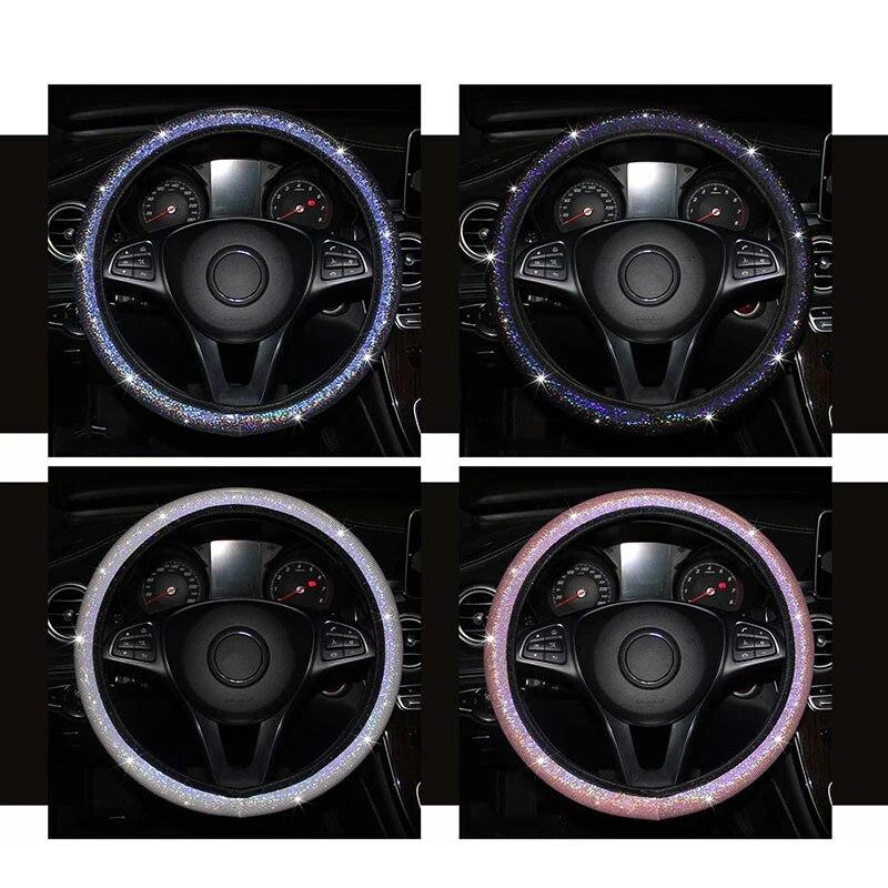 Car Steering Wheel Cover Universal Diamond Blingbling Crystal Set Wheel Car-styling Diamond Accessories Cute Car Accessories