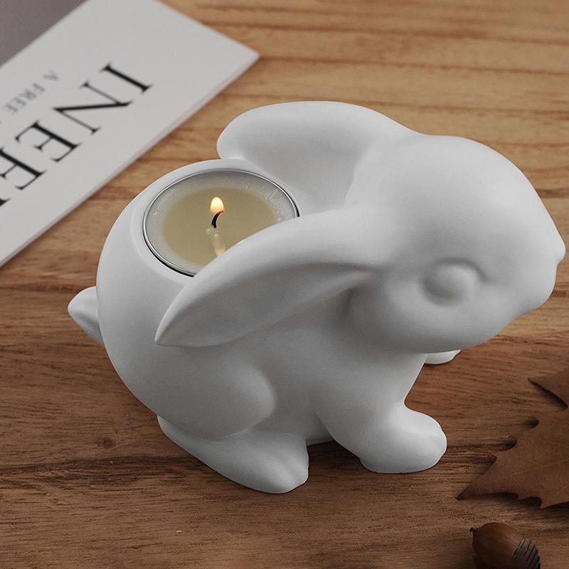 Samodzielny Uchwyt na Świecę Zajączek Wielkanocny Silikonowa Forma 3D Króliczek Uchwyt na Lampkę Herbacianą Gipsowa Forma Żywica Glinka Formy Świeczników Wystrój Domu