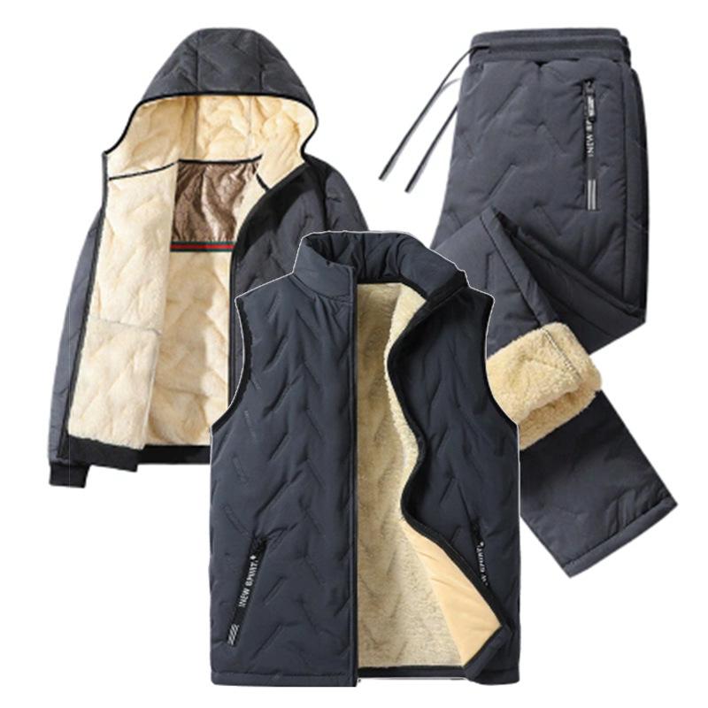 

Зимний спортивный кашемировый терможилет, комплект из трех предметов, прямые брюки, мужские графеновые утепленные спортивные брюки длиной до щиколотки 5XL