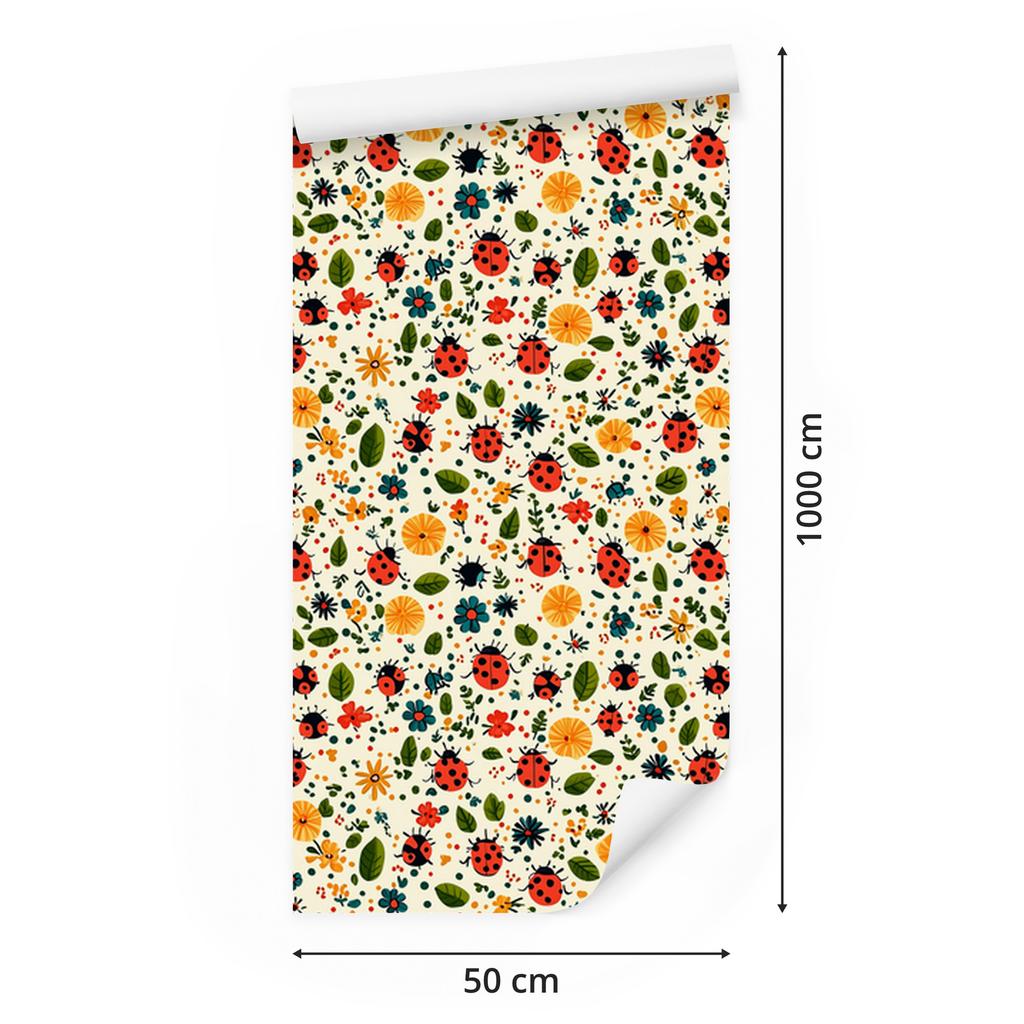 Ladybugs Cream and Beige Wallpaper for Living Room and Bedroom 50x1000