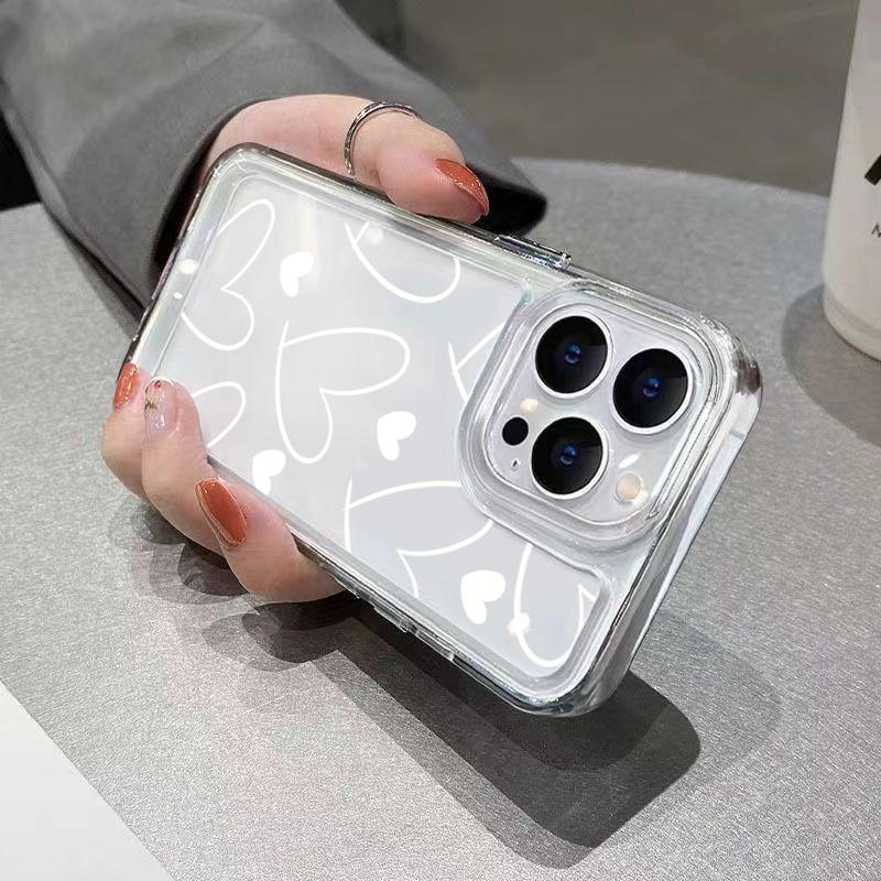 Transparent White Love Love Case For Samsung Galaxy S26 S25 S24 Ultra S23 FE S22 Plus S21 A56 A53 A34 A54 A35 A55 A16 Soft Cover