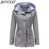 BITCED Autumn/Winter Detachable Hood Trench Coat Plus Size Women's Raincoat