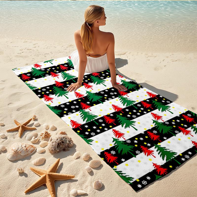 1Pc Christmas Tree Beach Towel Quick Dry Multiuse For Beach Pool Gym Yoga Home Travel Christmas Halloween Xmas Gift S170