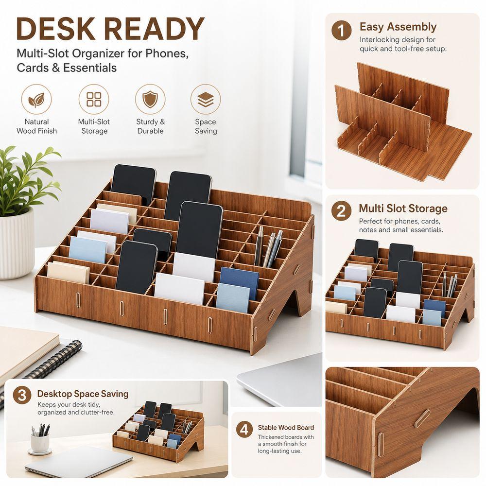 Detachable Phone Storage Box 12/24/36/48Grid Card Holder Rack  for Office Student Use