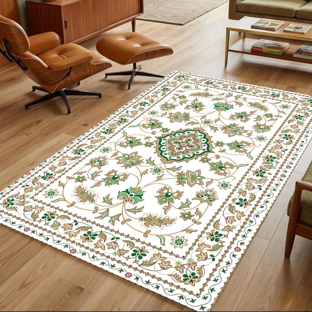 Elegant Floral Pattern Design Non-Slip Home Carpet Design for Office Decor Living Room Bedroom Gift