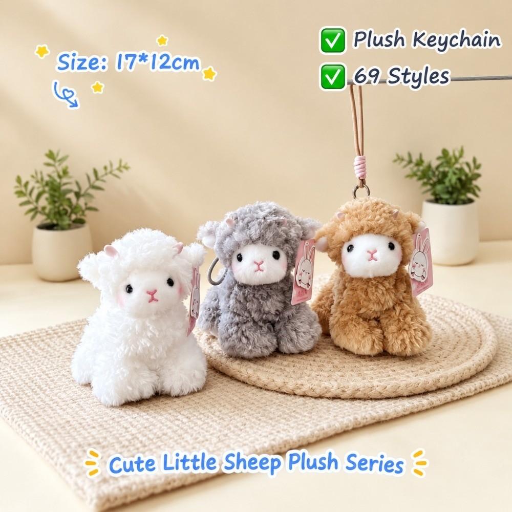 Bag Pendant Standing Sheep Plush Keychain Soft Stuffed Animal Ornament New Year Gifts