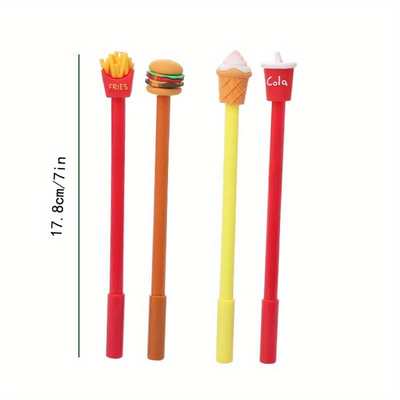 10pcs 0.5mm Pen Tip Creative Fries Cola Burger Ice Cream X Shape Gel Pen Fast Food Shape Cartoon Silicone Tip Gel Pen