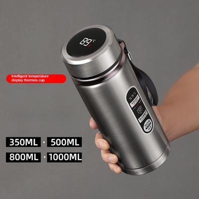 Termoska z nerezové oceli 800ML-1L, láhev na čaj 304, vakuová láhev do auta s LED displejem teploty, přenosný hrnek na pití
