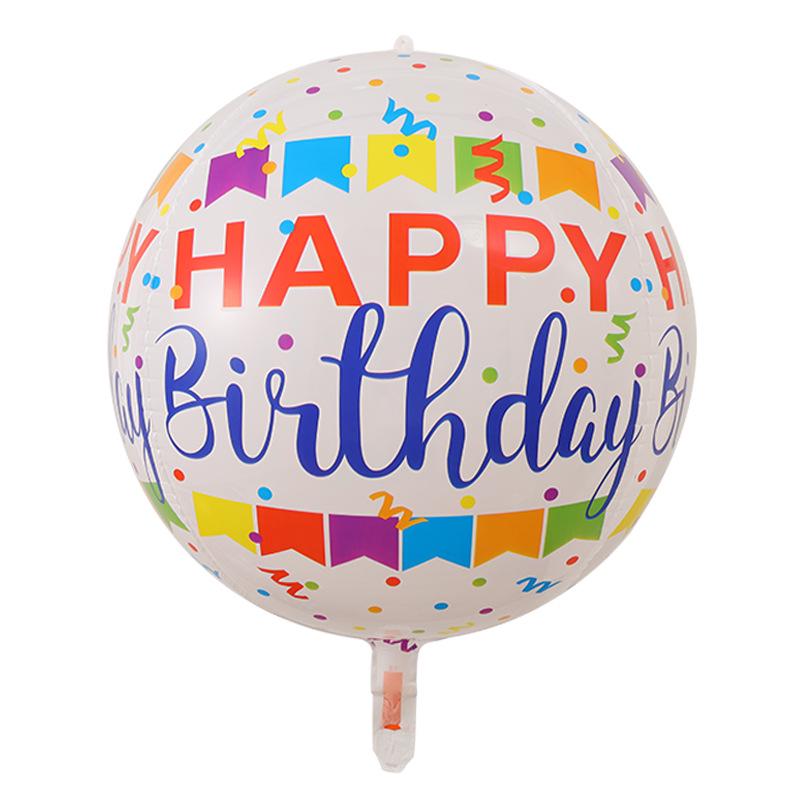Korean Happy Birthday Bobo Balloons with Rainbow Confetti Print and 4D Floating Effect