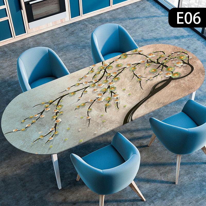 Waterproof Tablecloth Oil-Resistant Elastic Stretch Oval Fitted Table Cover for Kitchen Dining Wedding Party Outdoor Courtyard
