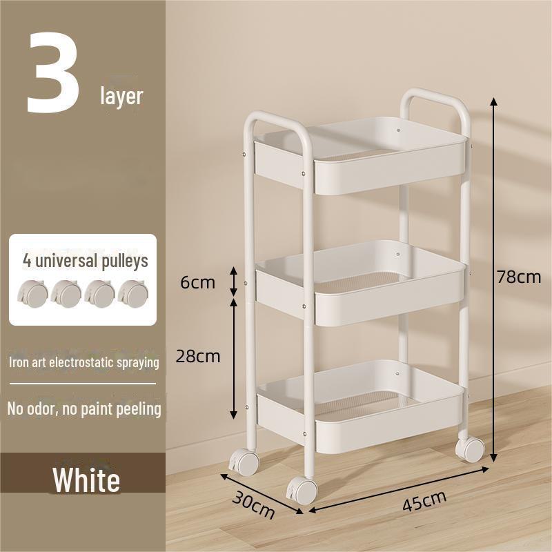 Mobile Snack Storage Rack with Wheels - Versatile Kitchen Shelf Trolley