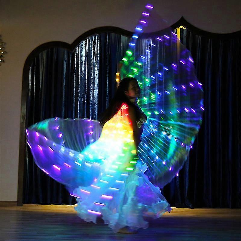 Ruoru Rainbow Color Alas Angle Led Wings Adult Led Costume Circus Led Light Luminous Costumes Party Show Isis Wings Dancewear