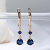Kinel Long Blue Zircon Drop Earrings For Women Rose Gold Color Dangle Earring