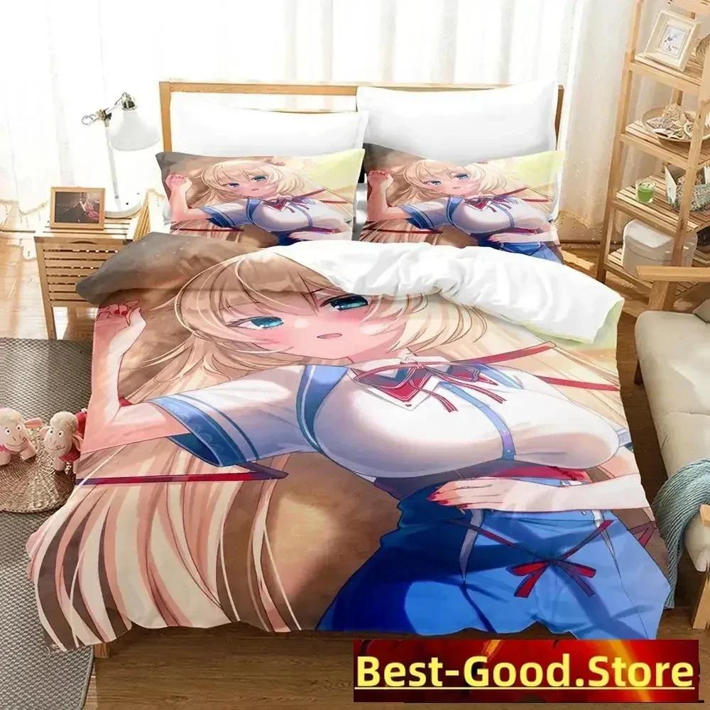 Kawaii Akai Haato Bedding Set Printed Bed Set With Pillowcase Bed Duvet Cover Soft Queen King Size Bedclothes Home  Bed