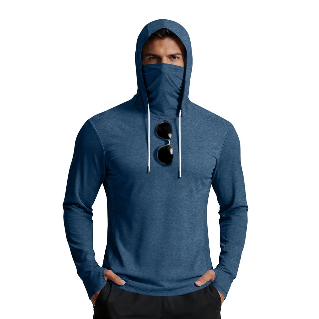 Men Long Sleeve Pullover Hoodie with Adjustable Drawstring Hood Casual Athletic Fit Lightweight Top for Daily Wear