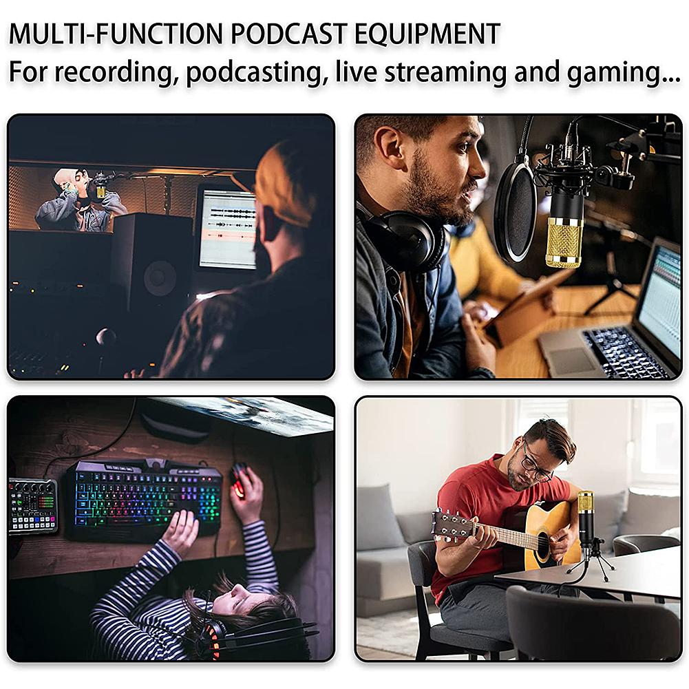 Podcast Equipment Bundle with Cantilever Stand Podcast Condenser Microfone V8 Live Sound Card & BM-800 Condenser Microphone