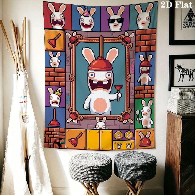 Rabbids Invasion Chaos Wall Hanging Printed Fabric Blanket Decorative Tapestries for Bedroom Living Room Home Decor