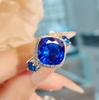 Paraiba Vogelnest Fetter Quadrat Grüner Schatz Ring Set Leichter Luxus Simulation Königlicher Saphir Anhänger