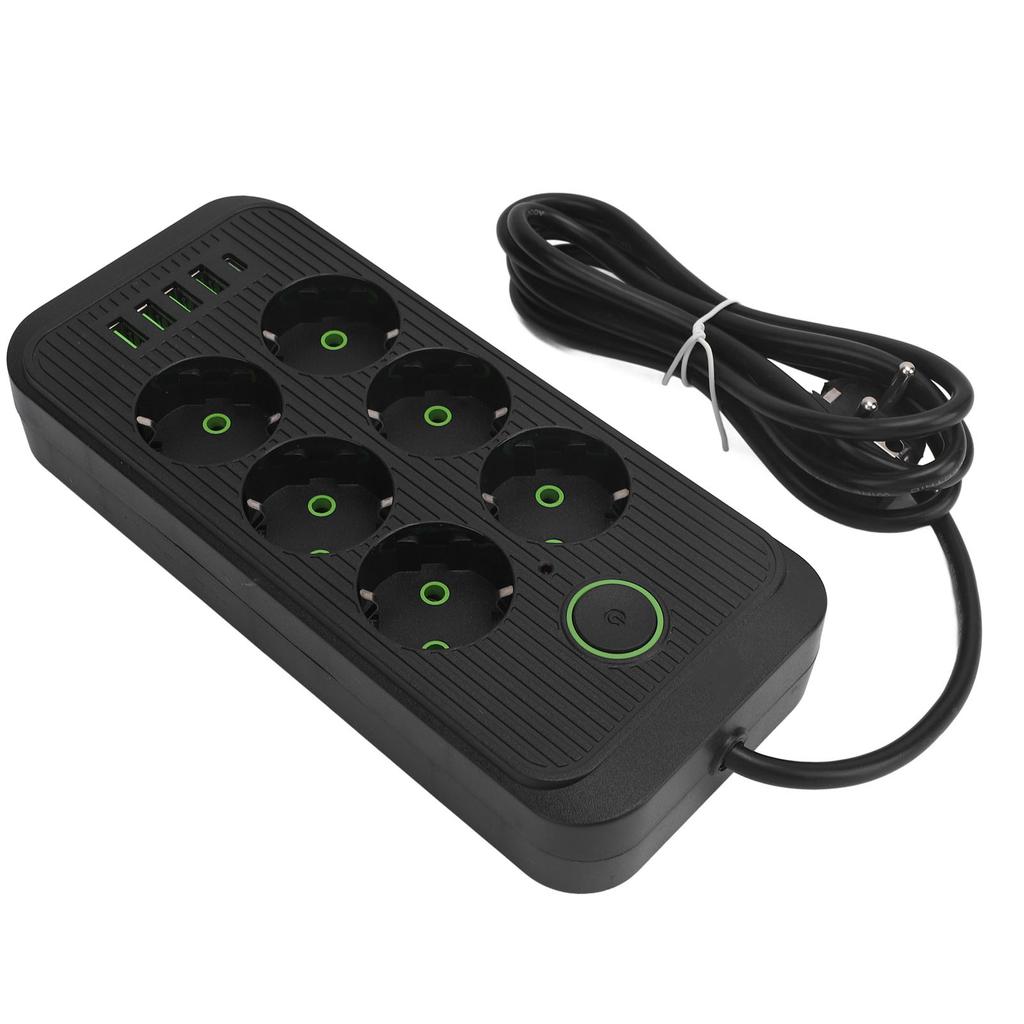 6 Way Power Strip with 4 USB and 1 Type C Port Europn Standard Power Socket with 2 Meter Cable