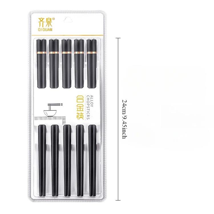 10 Pairs Chinese Chopsticks Reusable Alloy Non-Slip Japanese Sushi Chop Sticks Set Reusable Chopsticks Kitchen Tableware Gifts