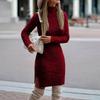 European & American High Neck Slim Fit Long Sweater Dress for Women - Autumn/Winter Warmth