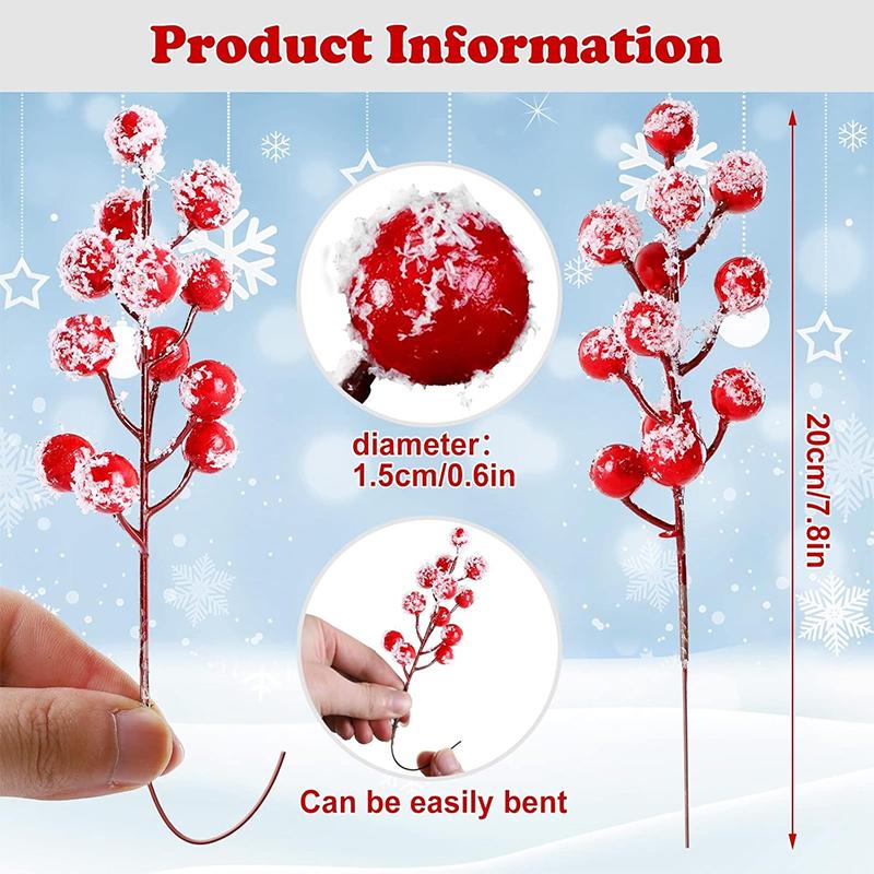 Weihnachtsdekorativer Blumenstrauß Simulierte Weiße Beeren-Accessoires Stecklinge Schneeflocke Wintergrün Fruchtmaterial Stecklinge Neu