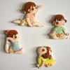 4pcs Set of Japanese Magnetic Fridge Stickers, Featuring a Korean Sporty Self Discipline Girl, Cute Cartoon Designs for Fridge Decoration