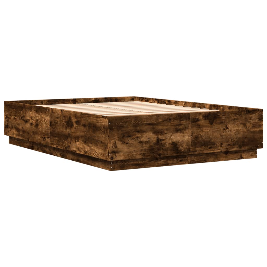Bed Frame Smoked Oak 120x200 Cm Engineered Wood