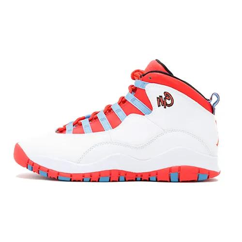 Air Jordan 10 Retro BG 'City Pack - Chicago' (Unisex) White / Lt Crmsn-unvrsty Bl-blk Kids' Basketball Shoes 310806 114