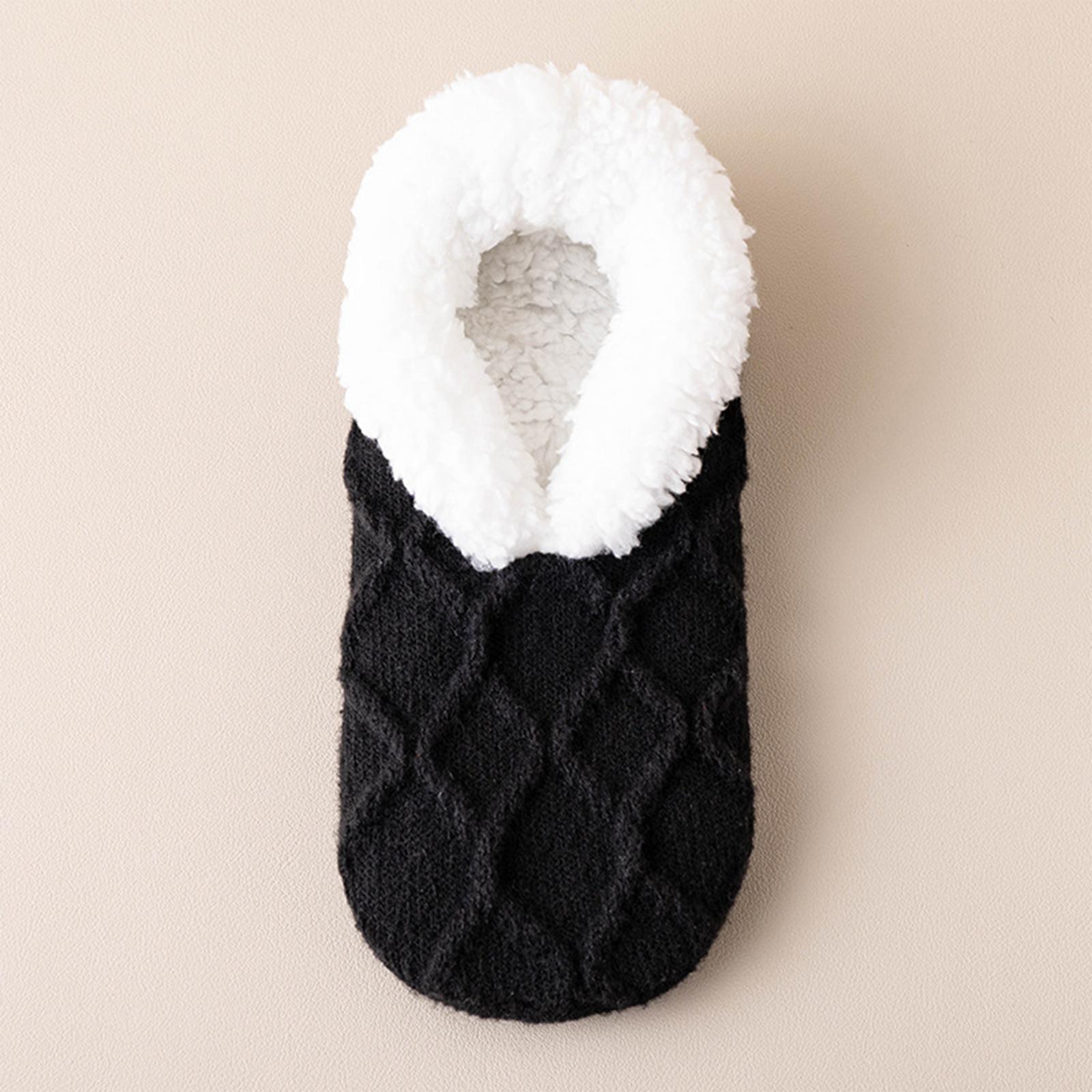 Ladies  Floor Socks, Adults  Plush Thickened Warm Shoes And Socks, Home Warm Foot Socks, Lamb Wool Shoes And Socks One Size чёрный