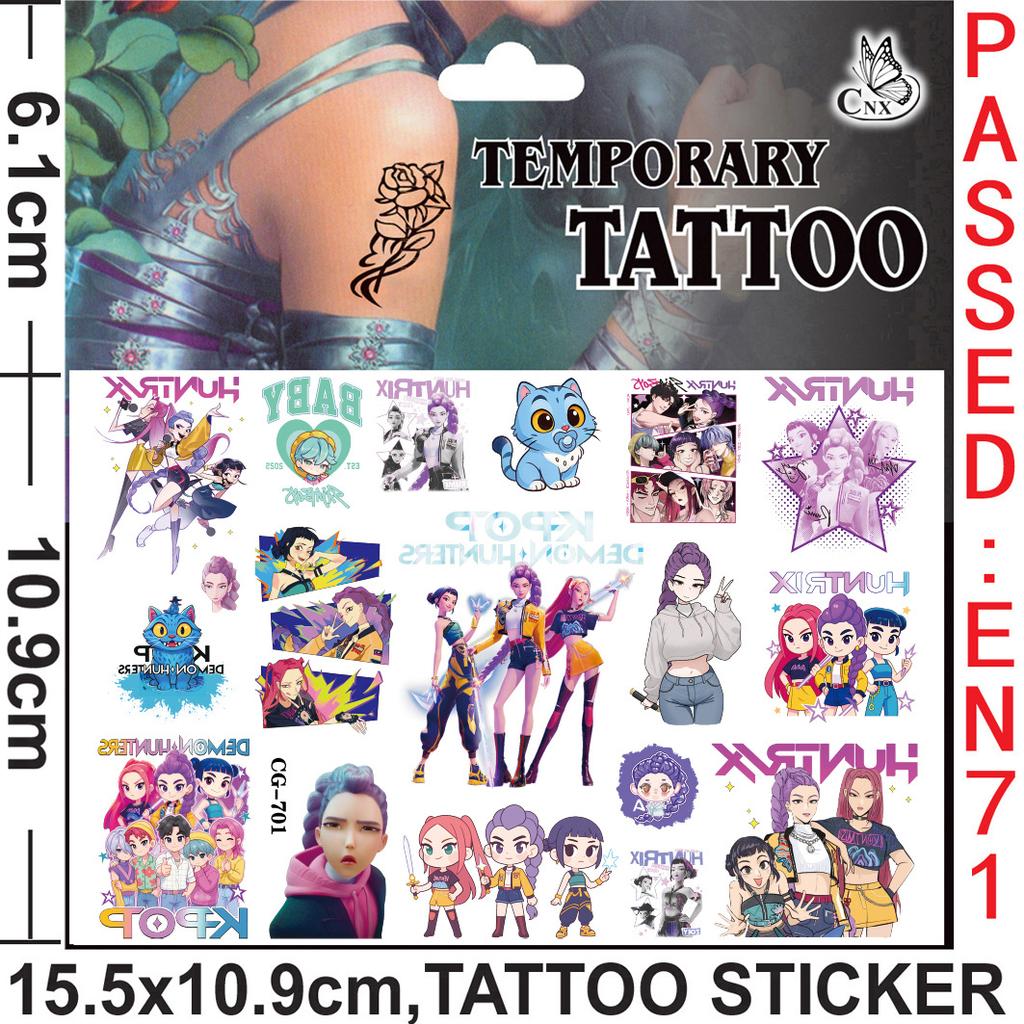 Dämonenjäger Thema Tattoo Aufkleber Geburtstagsdekoration KPOP Anime Party Aufkleber Geschenkfüller Kinder Babyparty Partyzubehör