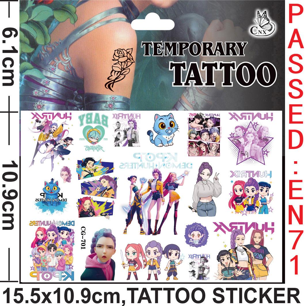 

KPOP Tattoo Stickers for Kids, Eve Girls Temporary Cartoon Water Transfer Body Art, Fake Tattoos for Boys Girls Party Favors