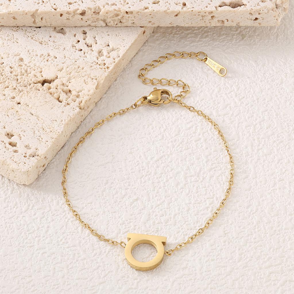 3pcs Set Trendy Simple Smooth Surface Stainless Steel Geometry D-shaped Pendant Necklace Bracelet Earring for Women Jewelry Sets